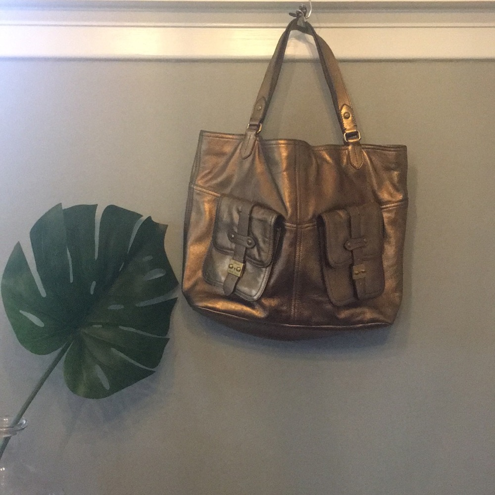 Any 3 for $100! Bronze Lauren Ralph Lauren leather tote
